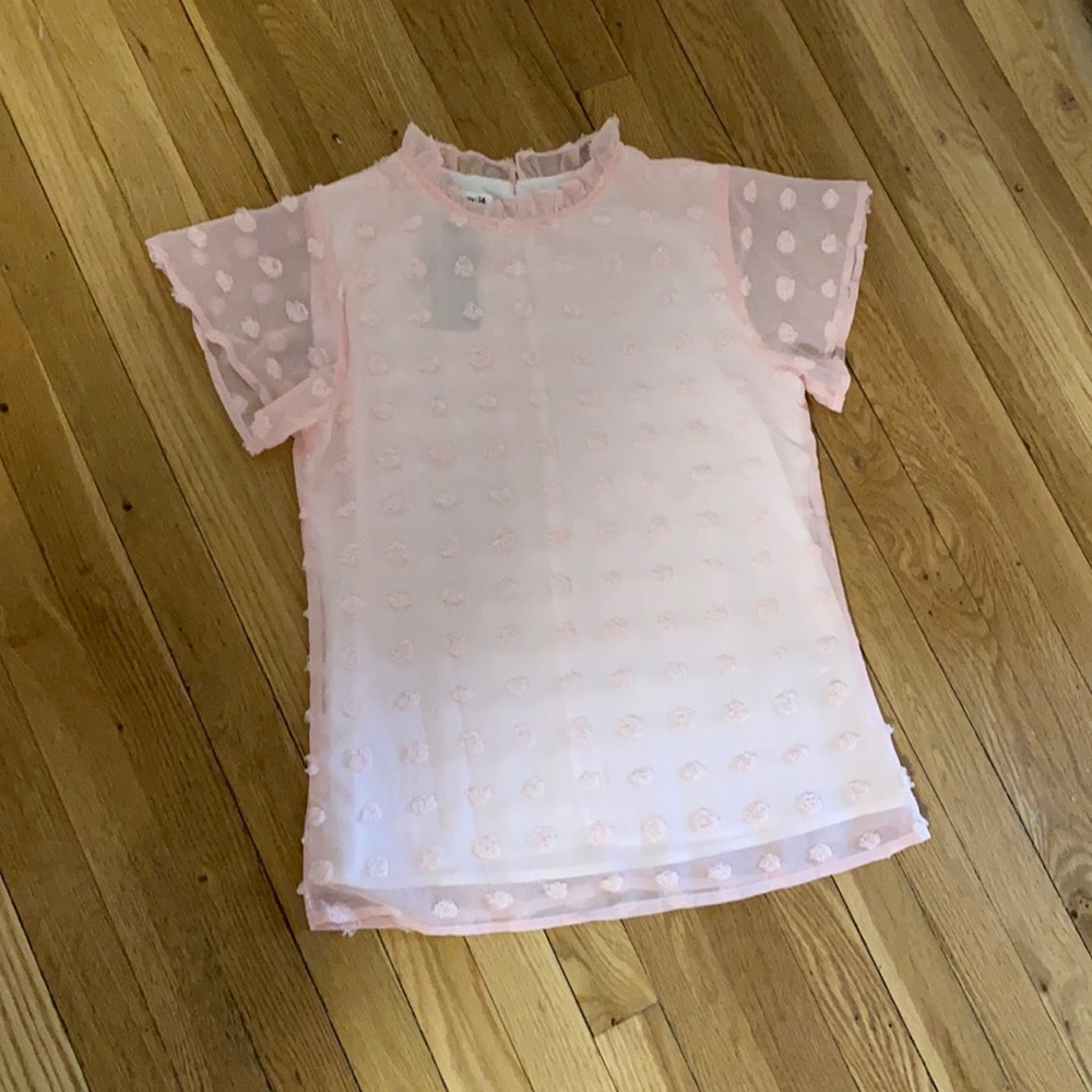 Short sleeve polka dot ruffle top